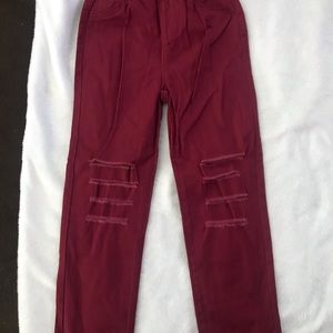 4t maroon distressed jeans